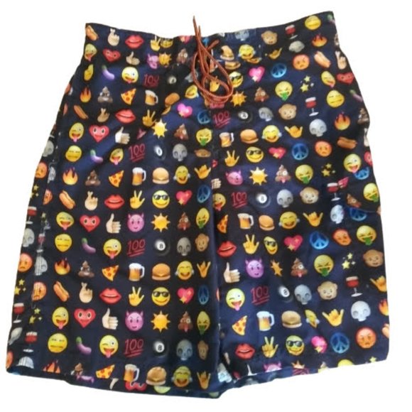 Broken Threads Surf Emoji Swimming Trunks - Picture 1 of 3